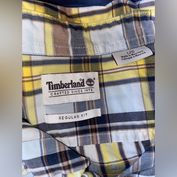 Timberland Men’s Large Plaid Button Down Short Sleeve Shirt - Picture 5 of 6